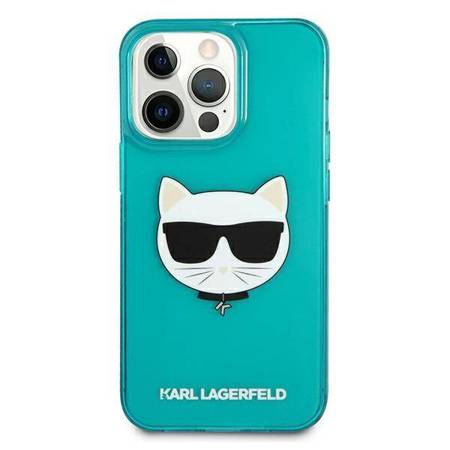 Karl Lagerfeld nakładka do iPhone 13 Pro Max 6,7'' KLHCP13XCHTRB niebieskie hard case Glitter Choupette Fluo