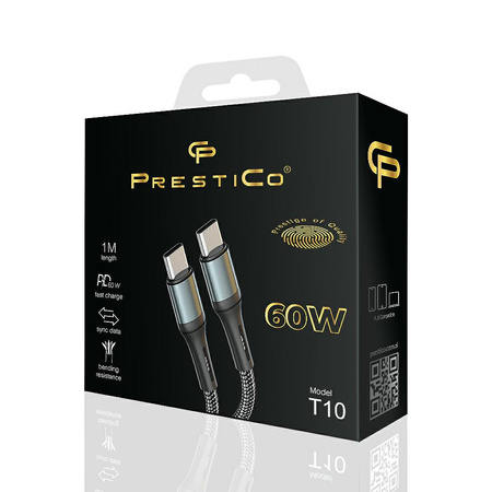 PRESTICO T10 TYPE-C/TYPE-C 60W PD BLACK